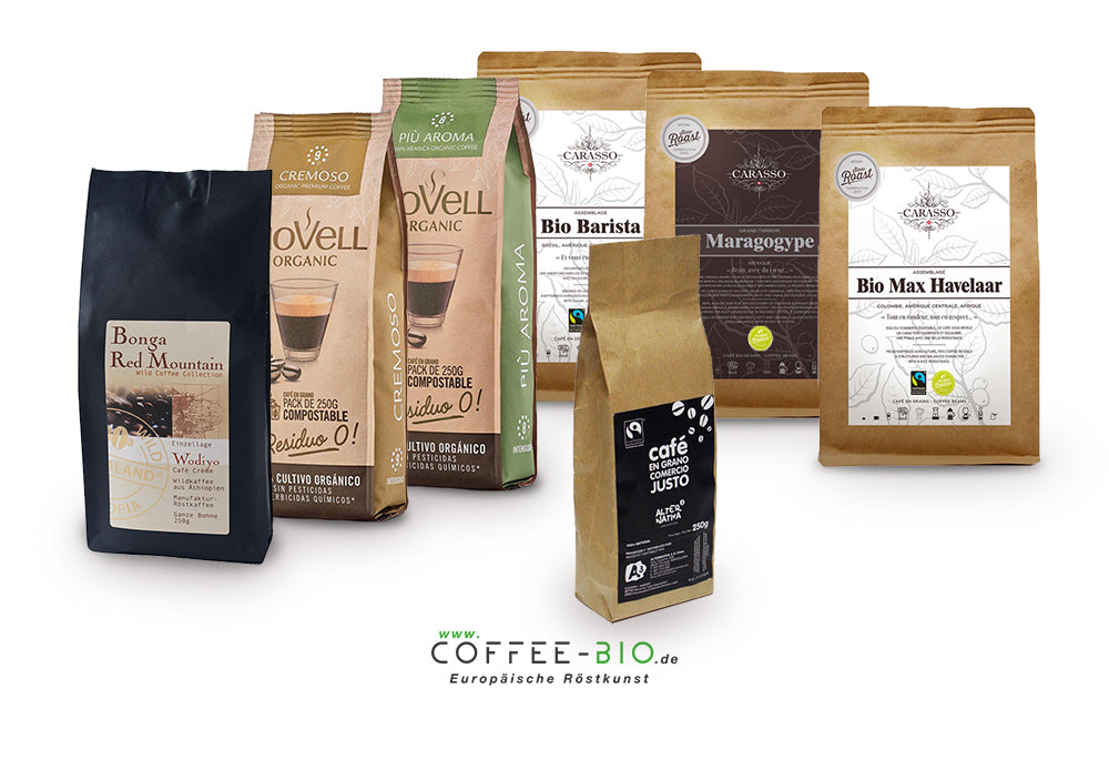Entdeckerpaket Große Auswahl Kaffeesorten- – ganze Bohnen Coffee-Bio